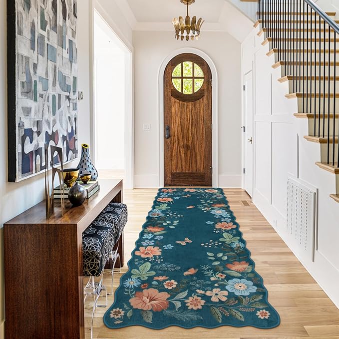 Lahome Floral Kitchen Runner Non-Slip, 2X6 Soft Washable Hallway Runner Rug