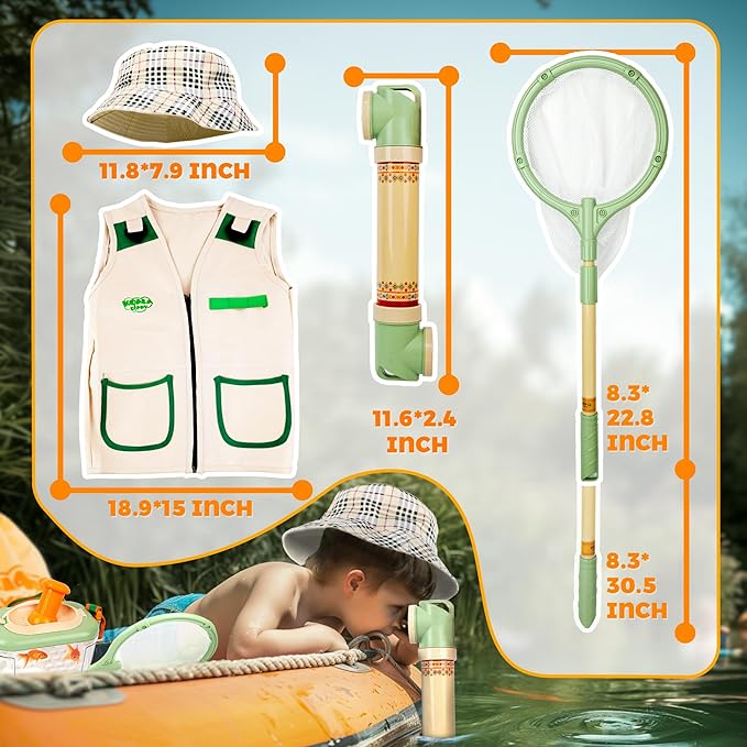 SMILESSKIDDO Kids Explorer Kit, 27 Pcs Outdoor Explorer Kit & Bug Catching Kits - Kid Nature Kits Outdoor Camping Adventure Toys for Kids 3+ Years Old