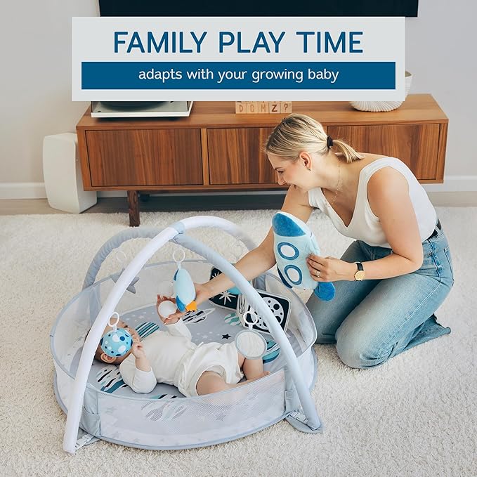 6-in-1 XL Play Mat & Play Gym, Baby Gym, Baby Activity Gym, Sensory Exploration and Motor Skill Development Toys (Space Gray)