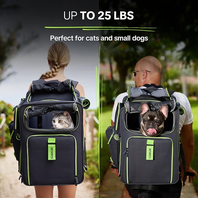 Cat Carrier Backpack for Travel & Car, 3-in-1 Expandable Cat & Small Dog Backpack Carrier up to 25 lbs, Breathable & Waterproof Pet Carrier