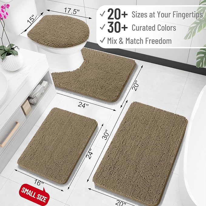 OLANLY Bathroom Rugs 30x20, Extra Soft Absorbent Chenille Bath Rugs, Rubber