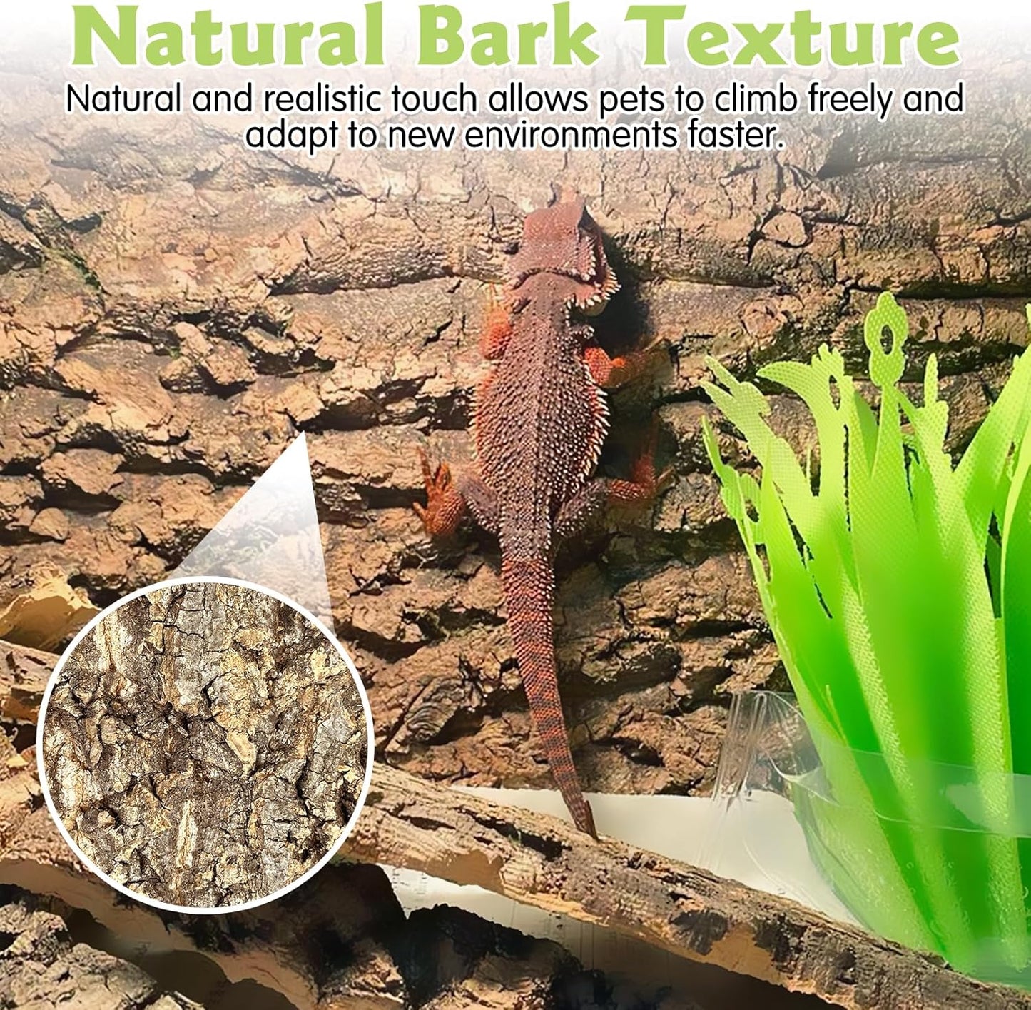 kathson 8Pcs Cork Tile Background Bark 11.8”Lx7.9”W Reptile Tank Background Terrarium Backdrop Wall Decor Natural Reptile Climbing Mat for Spider Gecko Lizard Chameleon Bearded Dragon Turtle Snake