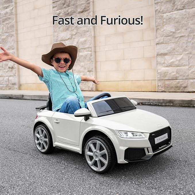 Kids Electric Car, Licensed Audi 6V Kids Ride on Toy Car for Toddlers with Remote - White