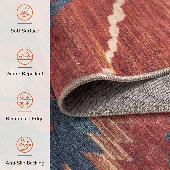 BESTSWEETIE Area Rug 2x8 Rug Machine Washable Non-Slip Low Pile Print Pattern