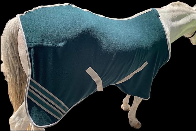 Majestic Ally Anti Pill Fleece Horse Blanket/Sheet with Silver Braided Rope (Hunter Green, 74)