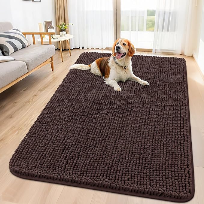 Smiry Dog Door Mat for Muddy Paws 59x35, Absorbent Dirt Trapper, Non-Slip