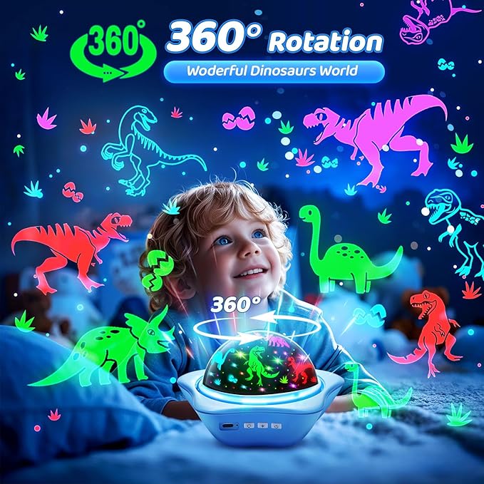 One Fire Night Light for Kids Gifts, 6 Films+78 Lighting Modes Ceiling Star Projector, Rechargeable Night Light Projector, 360°Rotating Star Lights for Bedroom Decor, Sensory Toys for Baby Boy Gifts