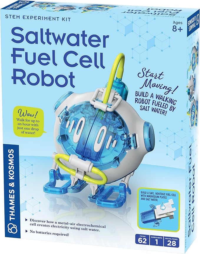 Thames & Kosmos Saltwater Fuel Cell Robot STEM Experiment Kit | Build a Walking Robot, No Batteries Required, Walks Up to 1 Hour on 1 Drop of Salt Water, Explore Non-Toxic, Renewable Energy, Ages 8+