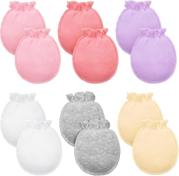 Syhood 6 Pairs Newborn Baby Mittens Cotton No Scratch Infant Gloves Mitten for Baby 0-6 Months Boys Girls