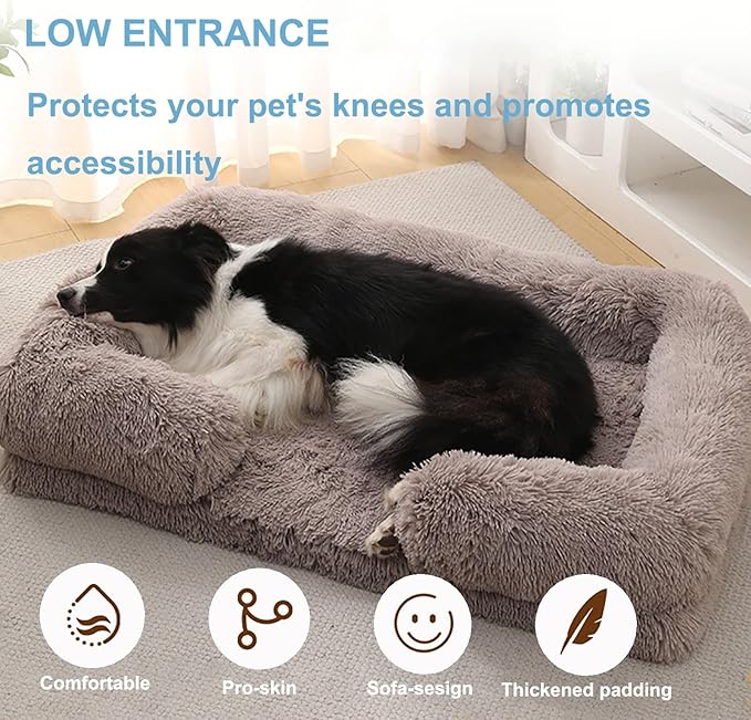 Dog Beds Large Sized dog Orthopedic, Sofa Dog Bed with Waterproof Lining and Nonskid Bottom, Rectangle Washable Dog Bed for Medium Small Dogs and Cats Comfortable ( Color : Pink , Size : 23 x 18" )
