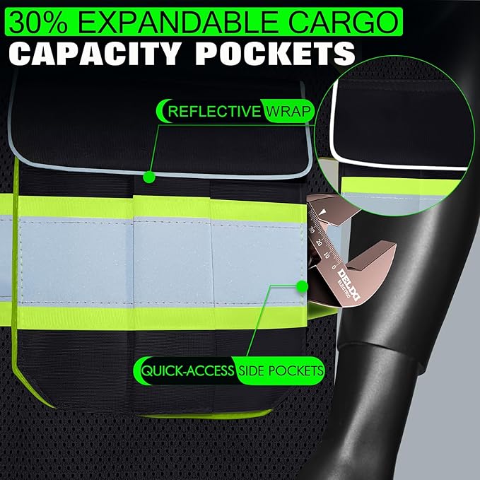 BeautyWill Safety Vest Class2 ANSI Certified Custom Logo High Visibility Reflective Vest for Men -10 Pockets Personalized Logo Heavy-Duty Work Vest（Mesh Black，4XL）