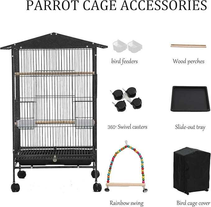 Parakeet Cage,Birdcage,Large Bird Cage Covers for Night,Parakeet Toys,Parrot Cage Accessories, for Finch,Cockatiels,Conure Bird,Budgie,Pigeon,Canary,Lovebird,Small Quaker Parrot