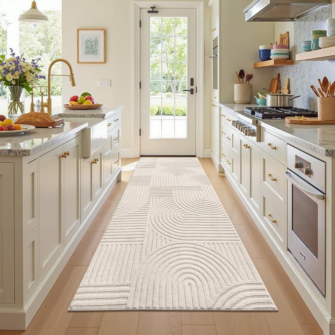 Pauwer 3x8 Washable Area Rugs for Living Room Modern Beige Solid Color Soft