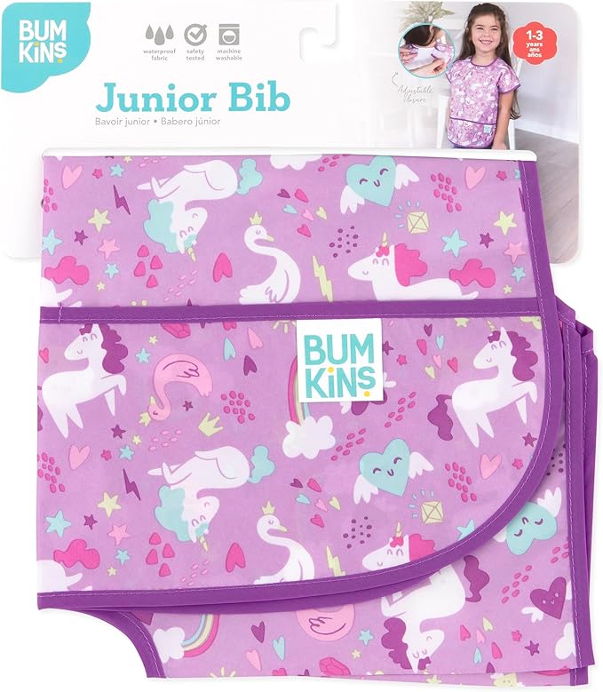 Bumkins Bibs - Toddler Bibs, Waterproof, Large for 1-3 Years, Short Sleeve