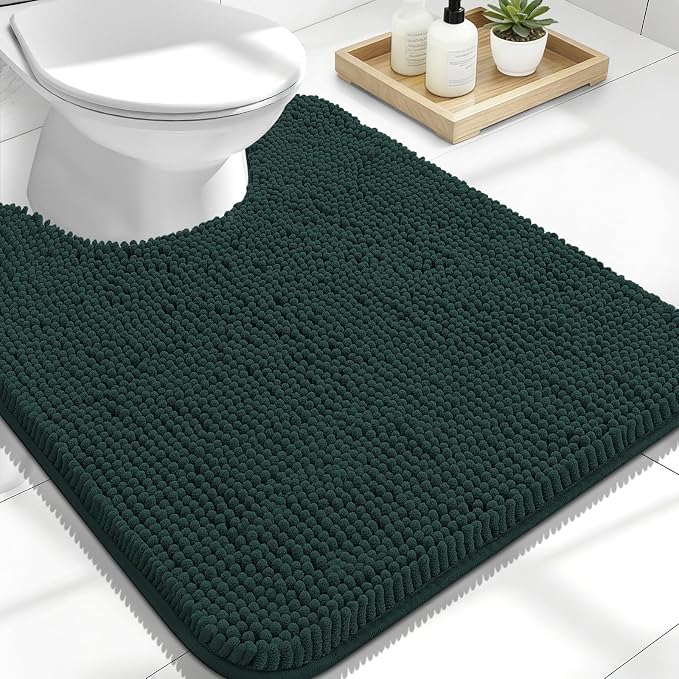 OLANLY Toilet Rugs U-Shaped 24x20, Extra Soft Absorbent Chenille Contour