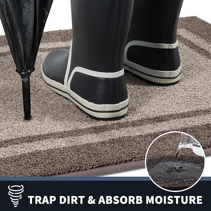 PURRUGS Dirt Trapping Door Mat 24" x 36", Non-Slip Machine Washable Entryway Rug