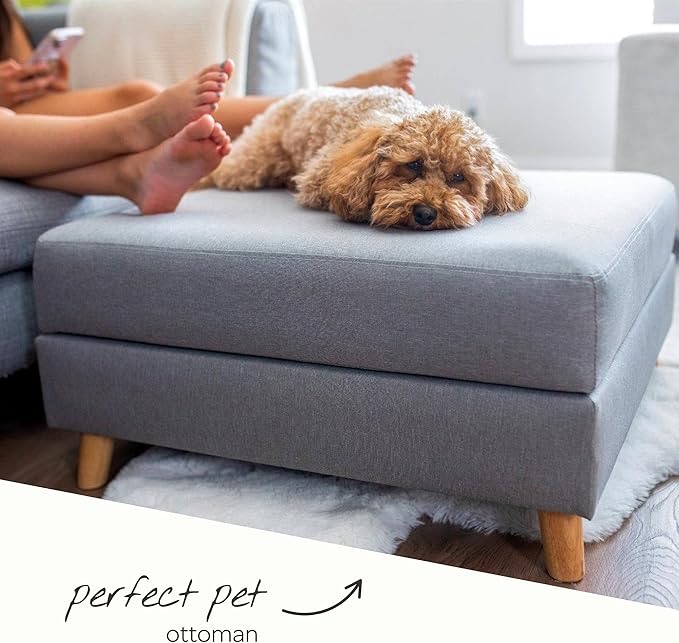 4 Cats & Dogs Otto Pet Ottoman – 3-in-1 Ottoman with Sunken Dog Bed, Foldable Legs, 35.5" x 15.75" x 18.5", Soft Cushion, Engineered Wood, Sisal Rope – Stylish & Functional Small Space Pet Furniture