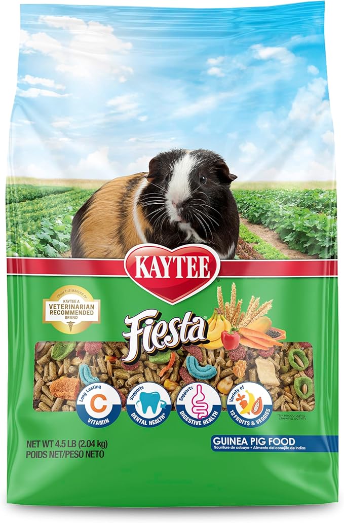 Kaytee Fiesta Guinea Pig Food, Nutritious and Fun Blend, Supports Dental Health and Digestion, 4.5 pounds