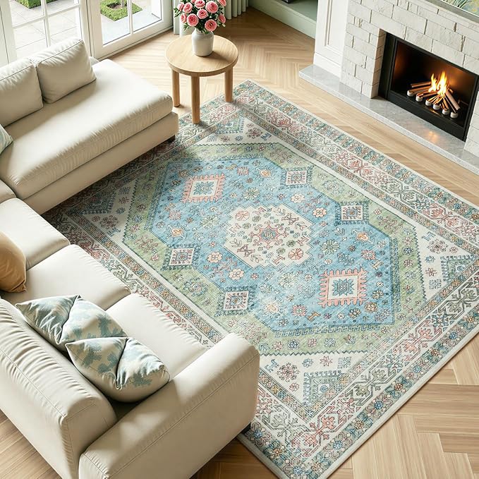 Lofus Vintage Living Room Rugs 5x7, Soft Machine Washable Area Rug