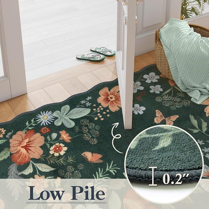 Lahome Floral Hallway Runner Rug Non Slip, Kitchen Runners Carpet
