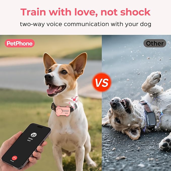 Pet Phone – Smart GPS Pet Tracker with Real-Time Location, Two-Way Communication, Emotional Support, and Unlimited Data | Ideal for Dogs and Cats | Up to 5-Day Battery (Light Pink)