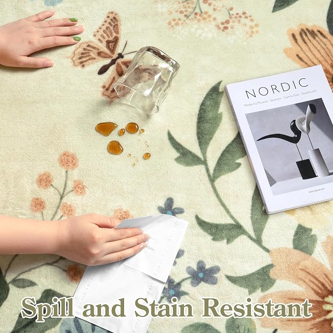 Lahome Floral Small Rug, 2X3 Kitchen Rugs Non Slip Washable Rug Ultra-Thin