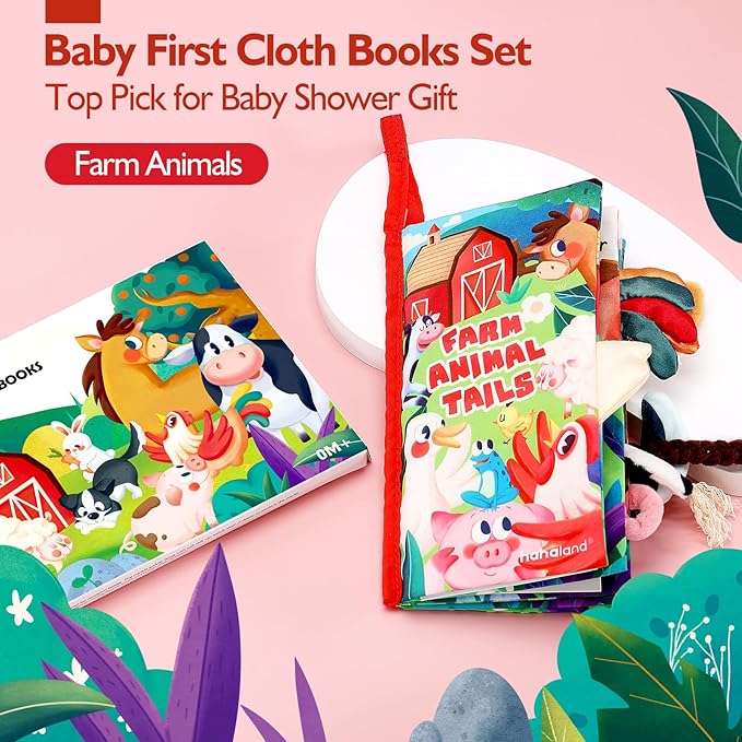 hahaland Baby Books 0-6 Months,Infant Tummy Time Toy High Contrast Sensory Toys 6 to 12 Months Touch Feel Book Baby Gifts for Boy Girl 0-3 Month Book Early Learning Toy (Single Book)