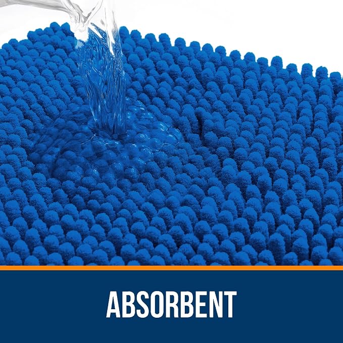 OLANLY Large Bathroom Rugs 50x30, Soft Absorbent Chenille Bath Rugs, Rubber