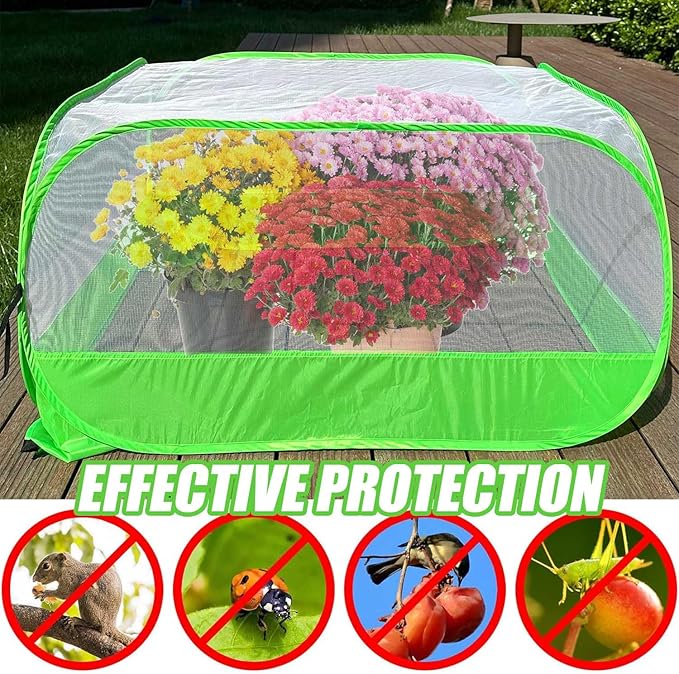 Pop-up Garden Mesh Plant Cover Outdoor Tent Garden Cover Mesh Bird and Pest Protection Guard for Raised Bed Protection Fruits Vegetables Seedlings and Herbs (1pcs 35.4x35.4x27.5in Without Bottom)
