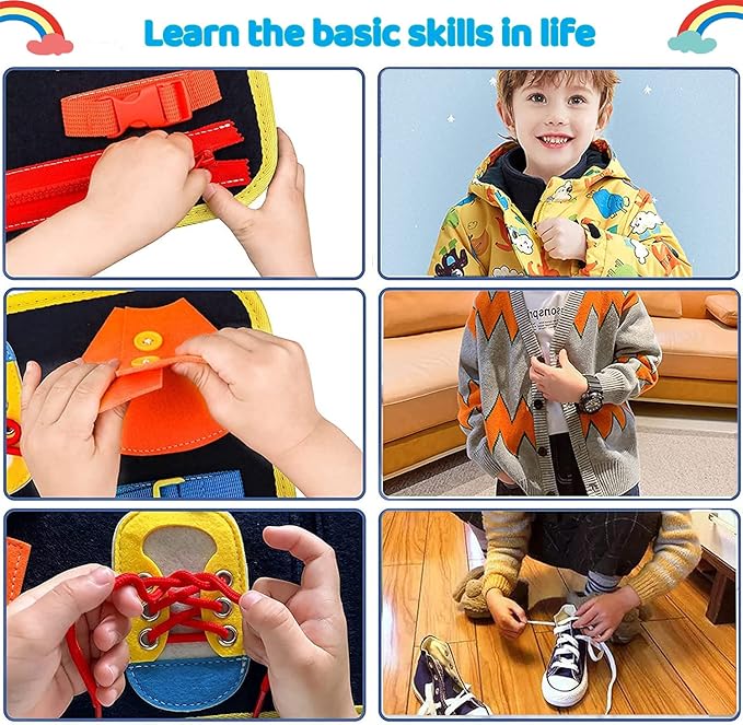 MORNOR Busy Board Montessori Toys for Toddlers Sensory Toys Gifts for 1 2 3 4 Year Old Girls & Boys Preschool Learning Activities Educational Travel Toy for Fine Motor Skills (Blue)