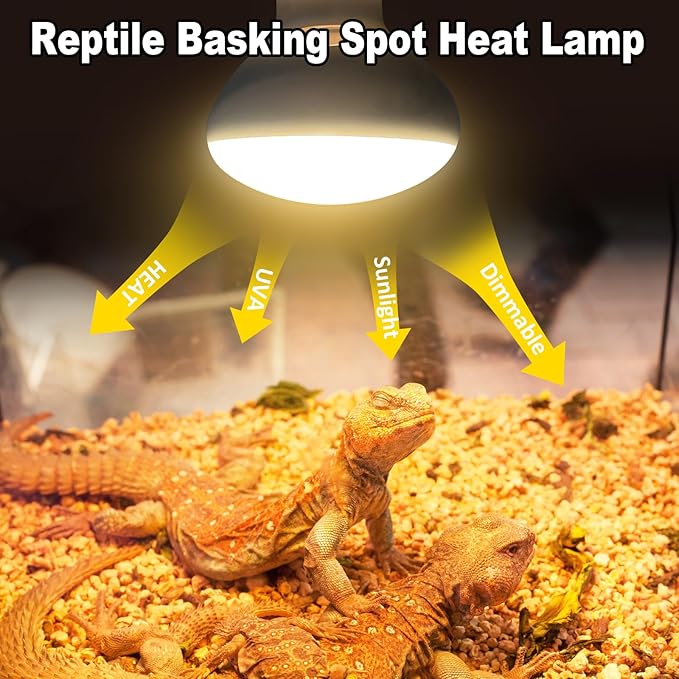 MIXJOY 75W Reptile Heat Lamp Bulbs, 2Pack Heat Lamp Bulbs for Reptiles Basking Bulbs UVA Daylight Basking Light Amphibians Heating Lamp Emitter for Lizard, Tortoise, Bearded Dragon Gecko, Chicken