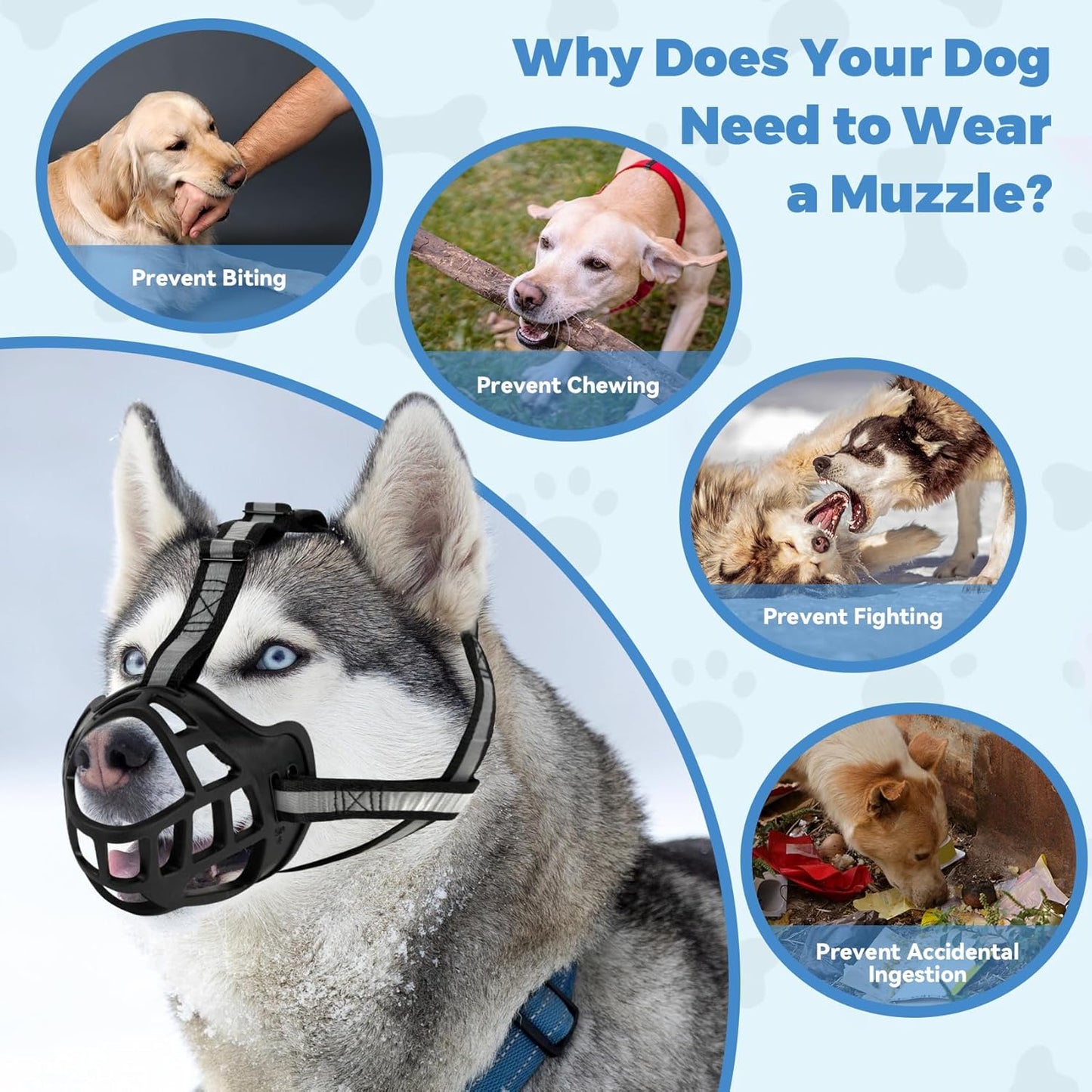 Dog Muzzle for Large Dogs, Breathable Basket Muzzles for Small, Medium and X-Large Aggressive Dog, Allows Panting Drinking, Suitable for Grooming Trimming Training (4, Blacks)