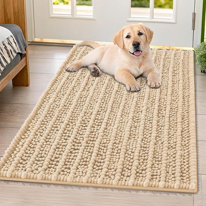 Smiry Dog Door Mat for Muddy Paws 40x32, Absorbent Dirt Trapper, Non-Slip