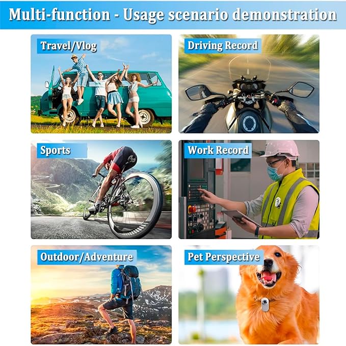 Dog Camera 2.0 Waterproof 1080p Pet Action Camera,Cat Cameras Collar Real Time Feed,Wireless Mini Sport Cam,with 32g Card (White)