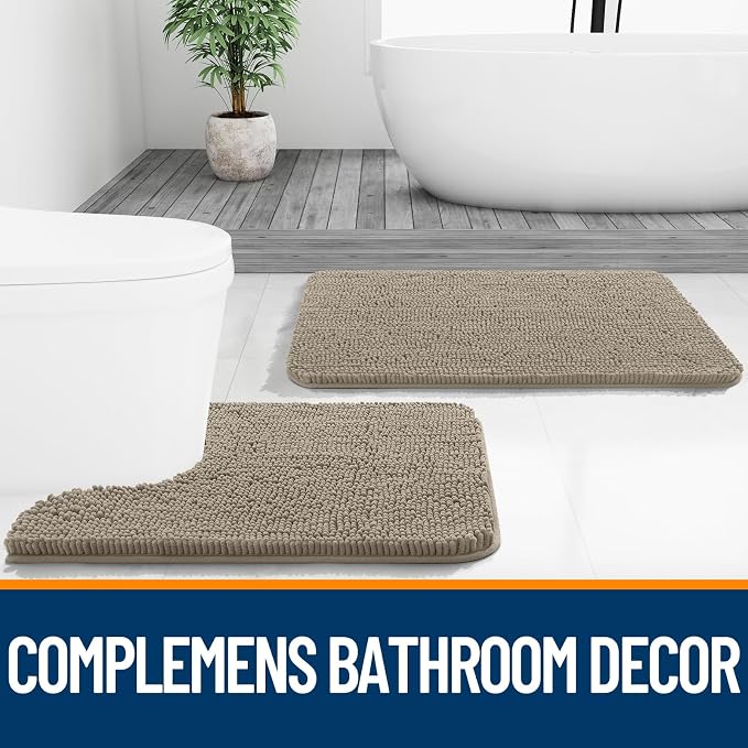 OLANLY Bathroom Runner Rugs 44x24, Soft Absorbent Chenille Bath Rugs, Rubber