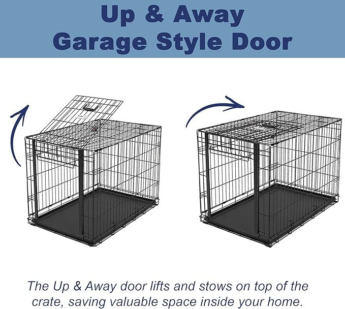 MidWest Homes for Pets XL Ovation Single Door Folding Dog Crate, 48-inches, Space-Saving Patented Up & Away Door, Leak-Proof Pan, Divider Panel, Black