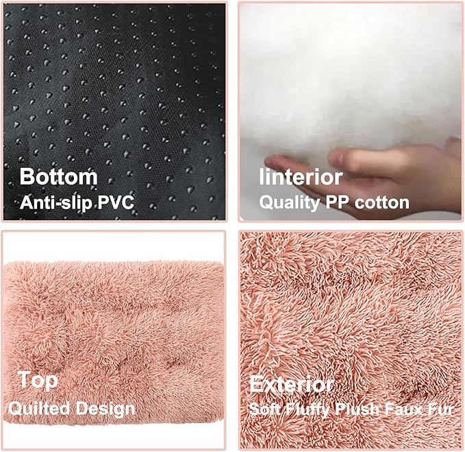 Dog Crate Mat, Dog Bed for Large Dogs, Comfy Fluffy Kennel Pad Anti-Slip for Dog beds & Furniture, Quilted Dog Bed for Pets for Medium/Small Dogs Cats (Color : Pink 2, Size : 30x21)