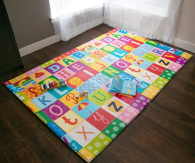 Baby Care Play Mat (Large, Playful - Magical Island) 82'' x 55'' Original One-Piece Reversible Rollable Waterproof Play Mat for Infants, Babies, Toddler, and Kids