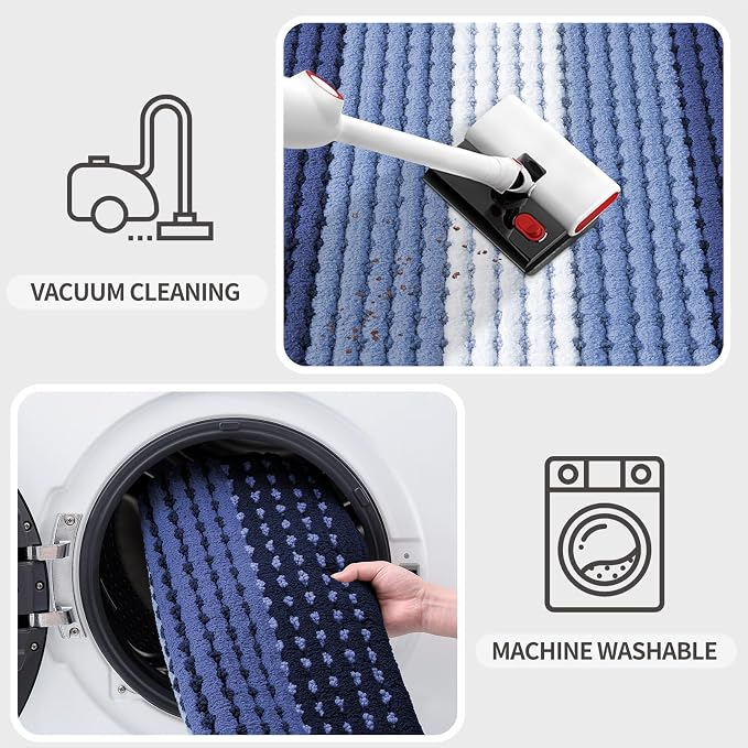 Kitinjoy Indoor Outdoor Door Mat, 30x17 Non-Slip Absorbent Dirt Trapper