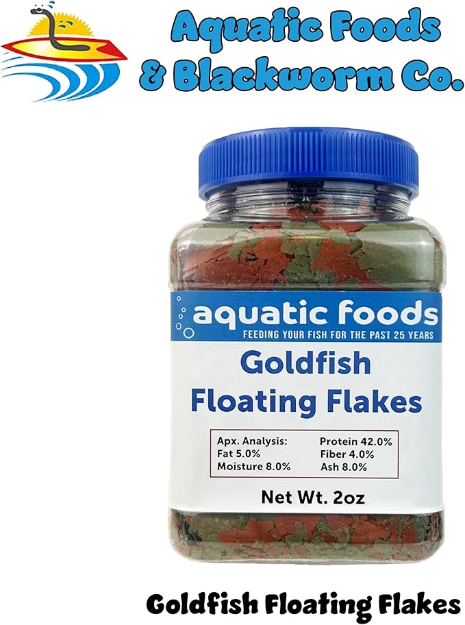 Aquatic Foods Inc. Goldfish Flakes, Premium Smaller Flakes for Aquarium Goldfish, Koi & Pond Fish- AFI Goldfish Flake…2oz Small Jar