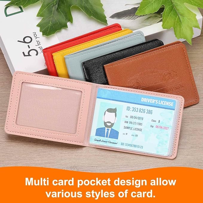 HARFINGTON Car Registration and Insurance Holder PU Leather Vehicle Glove Box Organizer Storage Accessories Car ID Holder with 2 Pockets for License ID Card Bank Card Documents, Yellow