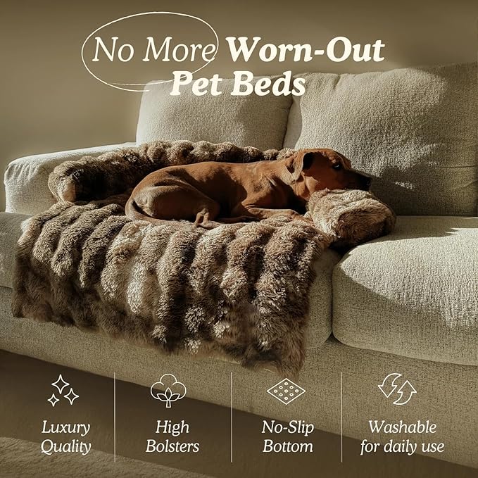 Cloud Pet Sofa Bed, Ultimate Comfort Warm Couch Cover with Fluffy Plush, Anti-Slip Machine Washable Pet Bed Easy to Maintain for Furniture Protector (Light Gray(29.5 * 29.5in))