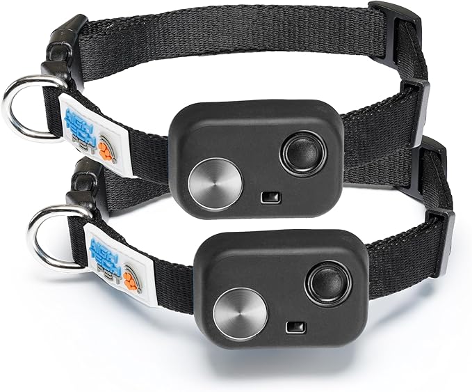 MS-5 ECON Automatic Pet Door Collar 2-Pack, Genuine High Tech Pet Brand Dog Collar for Power Pet Doors - Deluxe Black Strap & Rubber Boot (Black) - BLK-MS5-2PK