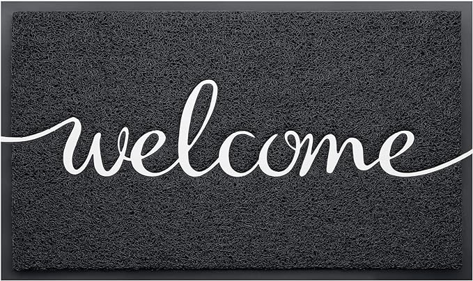 CozyBounty Black Door Mat Welcome Mats Outdoor Indoor Non-Slip Doormat