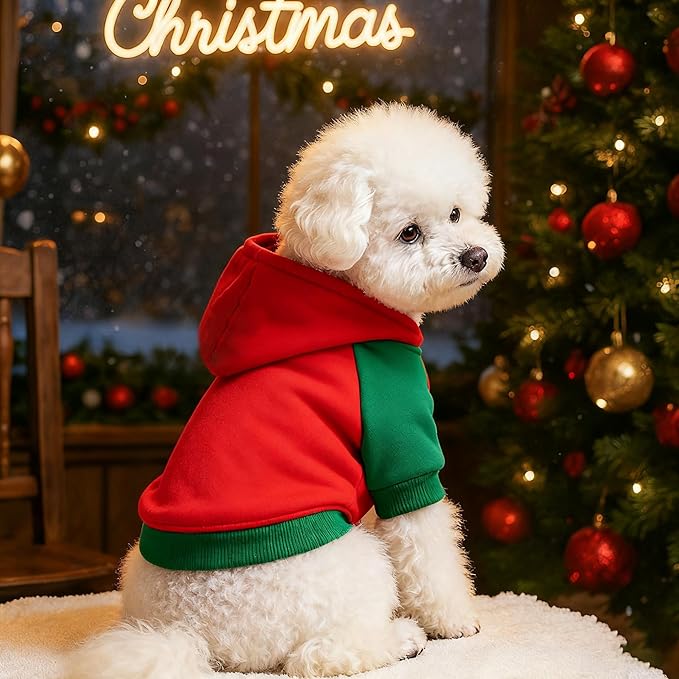 Custom Dog Hoodie, Personalized Sweatshirt with Photo Text Name Logo, Customized Hooded Sweater for Small Medium Large Dogs & Cats (Red + Green Border, XXX-Large)