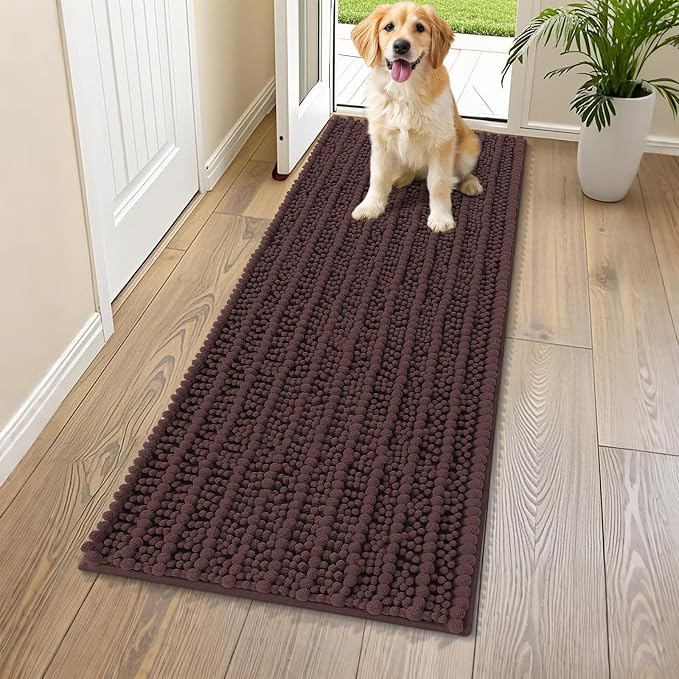Smiry Dog Door Mat for Muddy Paws 59x20, Absorbent Dirt Trapper, Non-Slip