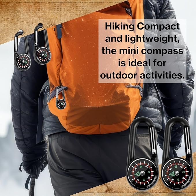 12 Pcs Mini Compass Keychain for Kids Bulk, Small Pocket Magnetic Compass Survival Hiking for Outdoor Survival Camping Party Backpacking Accessory