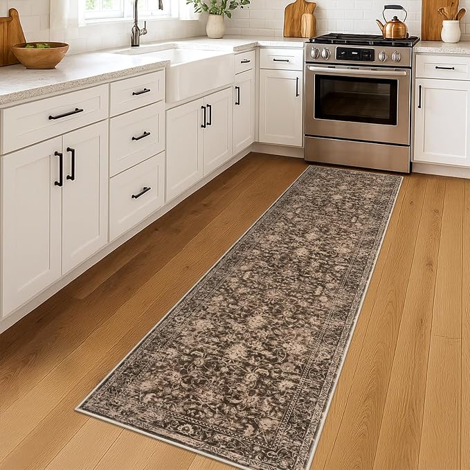 KILOCOCO Hallway Runner 2x7 Rug Runner Washable Kitchen Runners Printed Floral