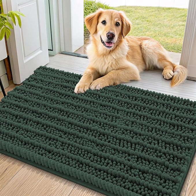 Smiry Dog Door Mat for Muddy Paws 36x24, Absorbent Dirt Trapper, Non-Slip