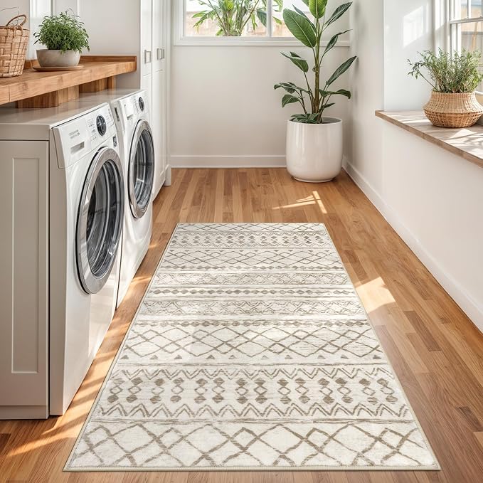 KUTA Boho 3x5 Rug for Entryway, Moroccan Washable Area Rug for Living Room